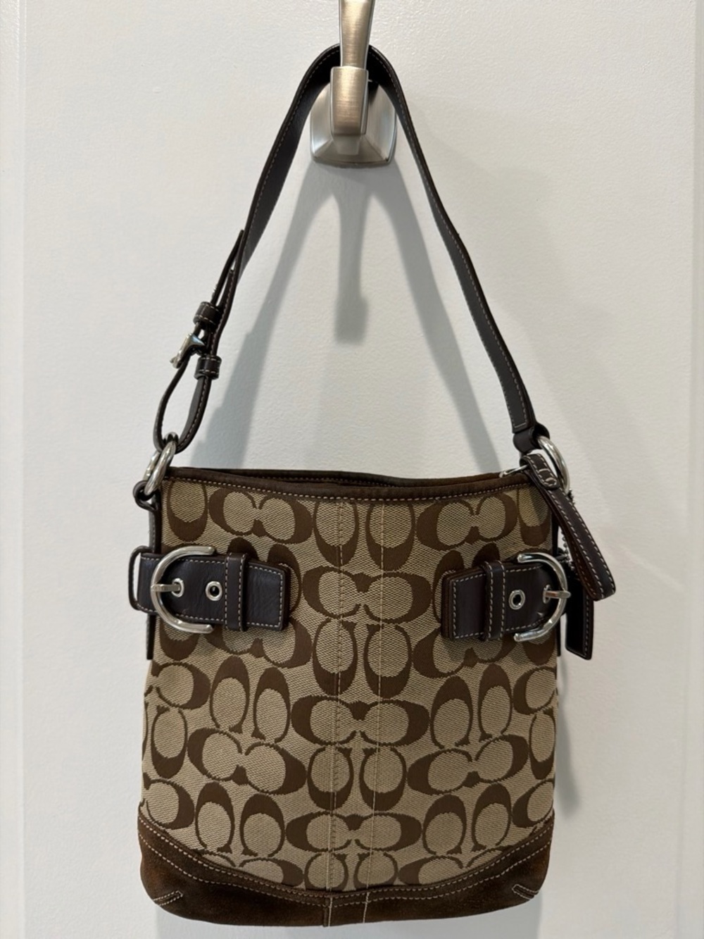 Coach Tan and Brown Signature Canvas Crossbody